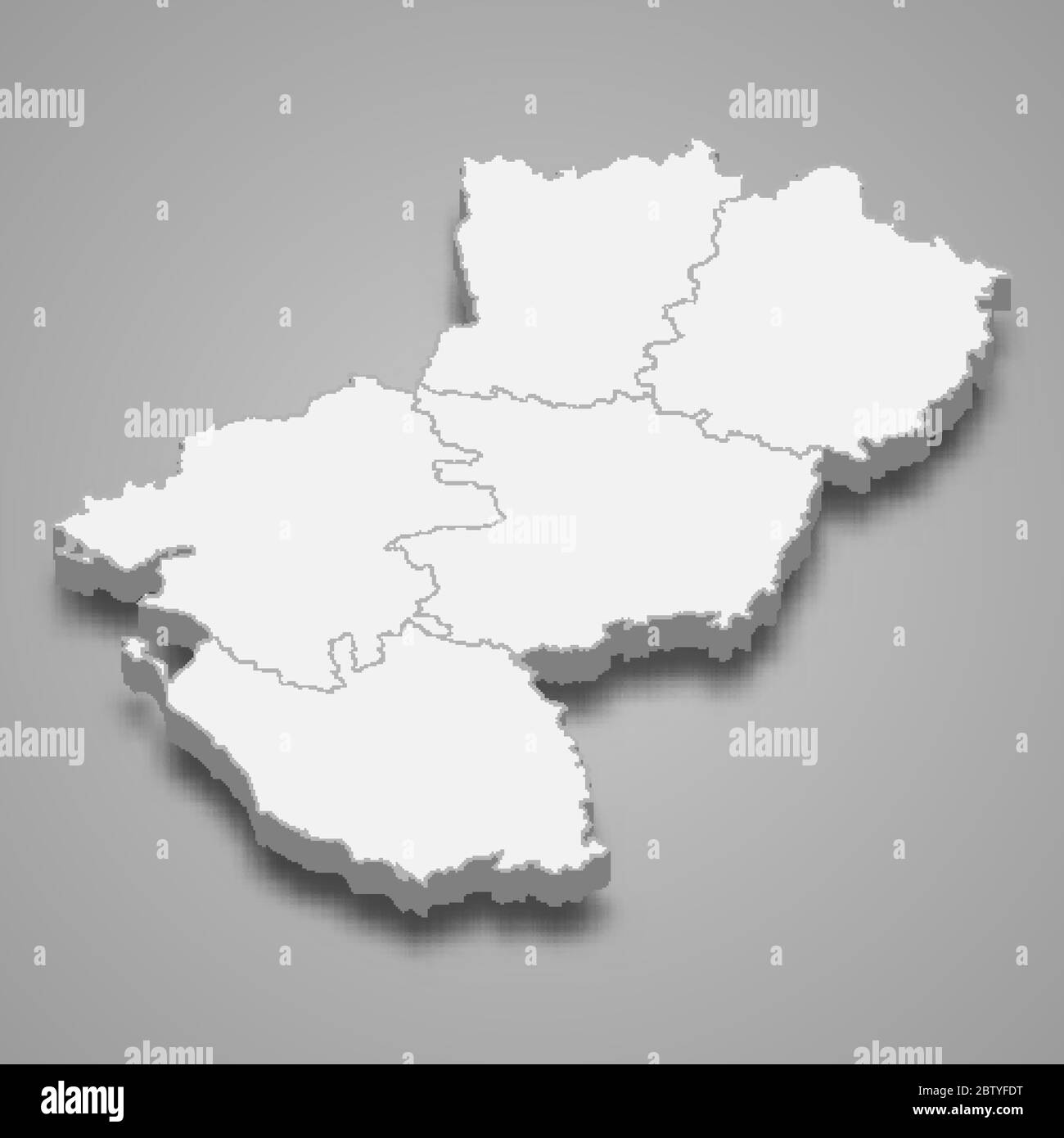 3d Karte von Pays de la Loire ist eine Region von Frankreich Stock Vektor