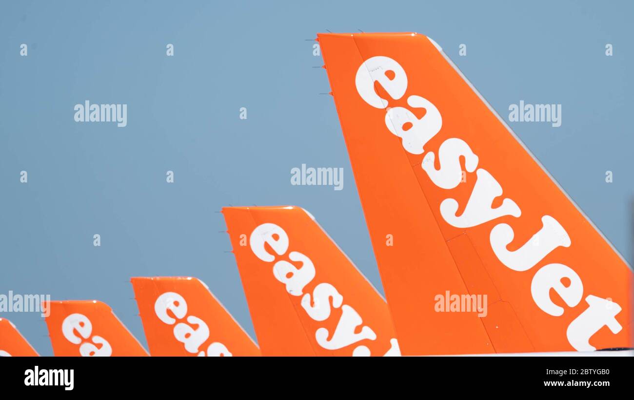 Southend Airport Essex 28. Mai 2020 Easyjet Flugzeuge am Flughafen Southend gelegt als Easyjet Tausende von Entlassungen in einer Umstrukturierung ankündigt Kredit: Ian Davidson/Alamy Live News Stockfoto