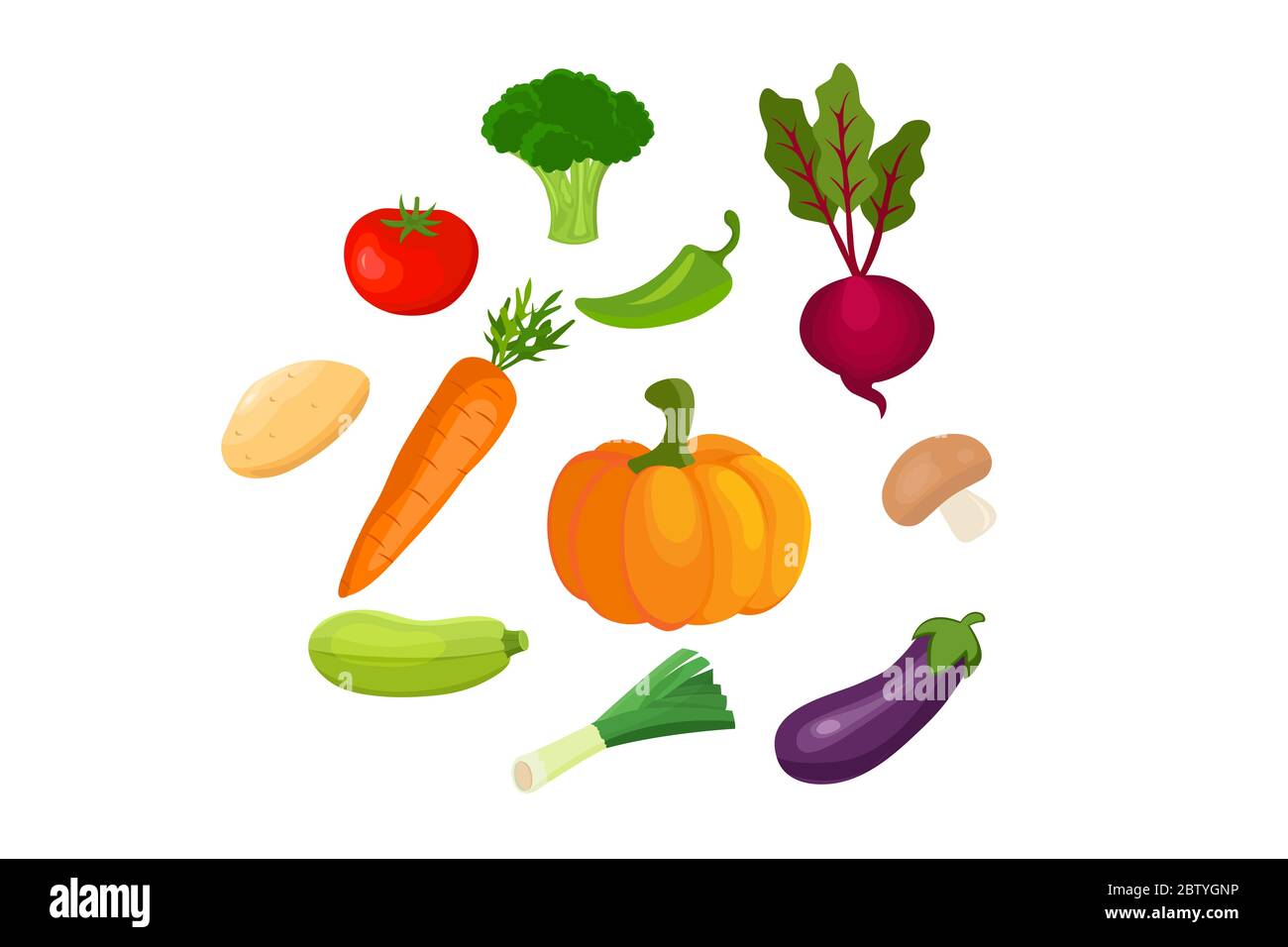 Vektor Gemüse Symbole im Cartoon-Stil gesetzt. Stock Vektor