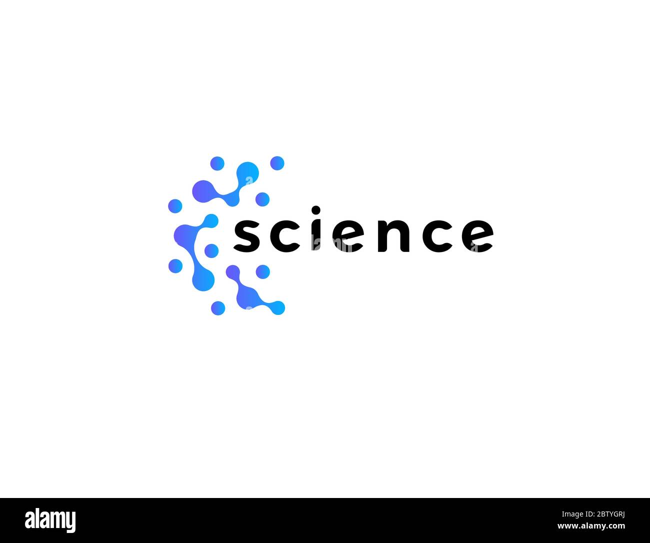 Science Discovery-Logo. Wissenschaftliche Forschung, Genetik Labor Logo. Innovation Icon der Nanotechnologie. Medizinische Zeichen. Molekulares dna-Netzwerk Stock Vektor