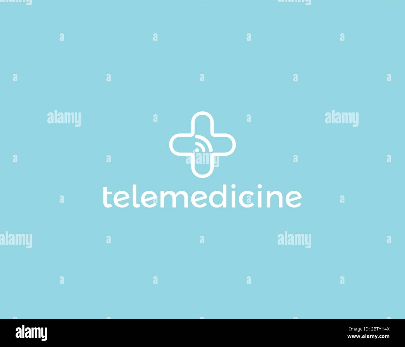 Telemedizin Logo Konzept, isolierte Vektor medizinische Kreuz und WiFi-Signal-Symbol. Tele Medizin Technologie-Logo, medizinische digitale Beratung Service Stock Vektor