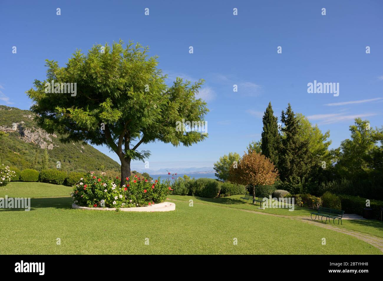 Wunderschöne Anlage des Marbella Beach Hotels, Korfu, Griechenland. Stockfoto