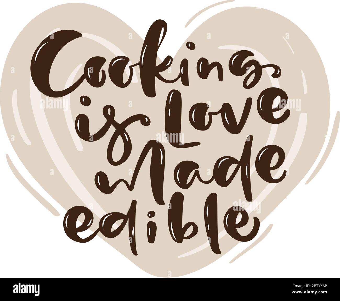 Kochen ist Liebe gemacht essbare Küche Vektor Text mit handgezeichneten einzigartige Typografie Design-Element für Grußkarten, Drucke und Poster handgeschrieben Stock Vektor