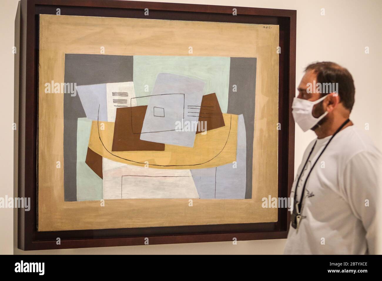 28.Mai 2020: 28. Mai 2020 (Malaga) das Picasso Museum in Malaga hat seine Türen nach 80 Tagen geschlossen und den Zustand der Alarm und Einsperrigkeit wegen der Krise des Coronavirus mit der Ausstellung ''Genealogien der Kunst'' von Künstlern wie Pablo Picasso, Giacometi, Brancusi oder Mondrian wieder geöffnet. Quelle: Lorenzo Carnero/ZUMA Wire/Alamy Live News Stockfoto
