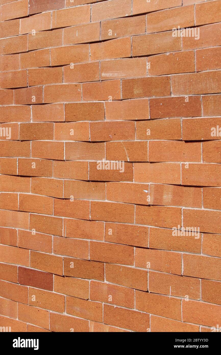 Nahaufnahme Fotografie einer Ziegelwand, Perspektive Stockfoto