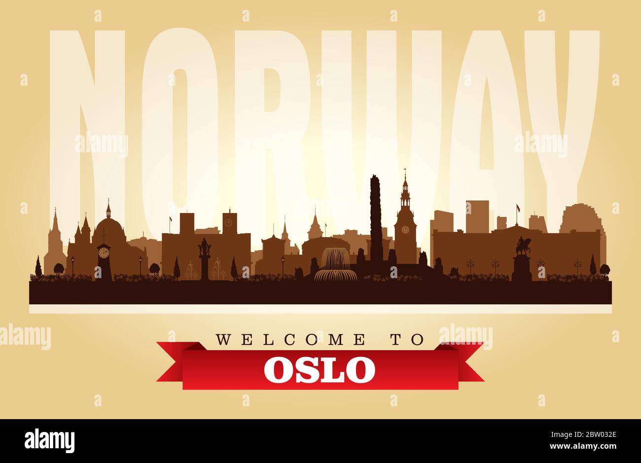 Oslo Norwegen Stadt Skyline Vektor Silhouette Illustration Stock Vektor