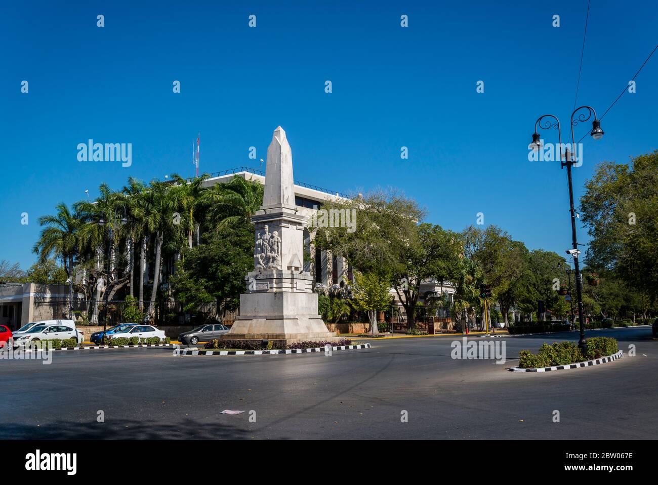 Eines der Denkmäler entlang des Paseo de Montejo - eine berühmte Allee aus dem 19. Jahrhundert, die dem französischen Boulevard Merida, Yucatan, Mexiko, nachempfunden ist Stockfoto