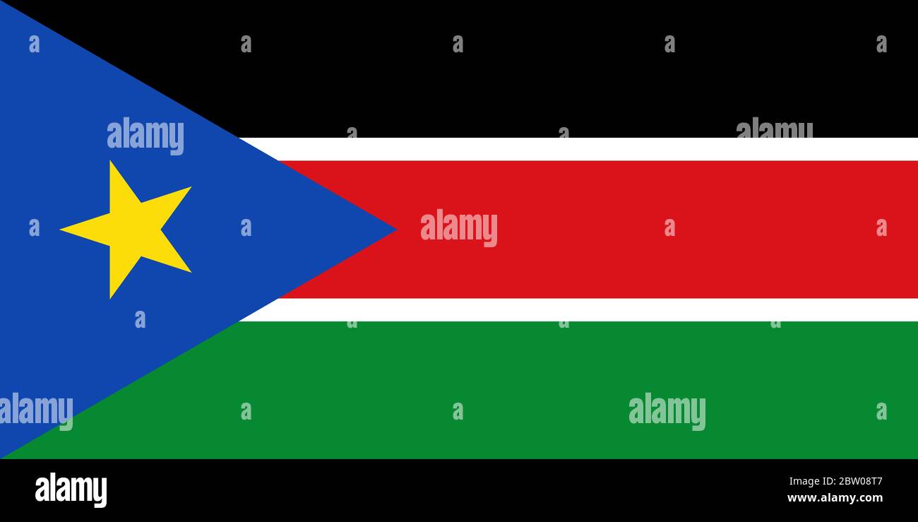 Offizielle große flache Flagge des Südsudan Horizontal Stockfoto