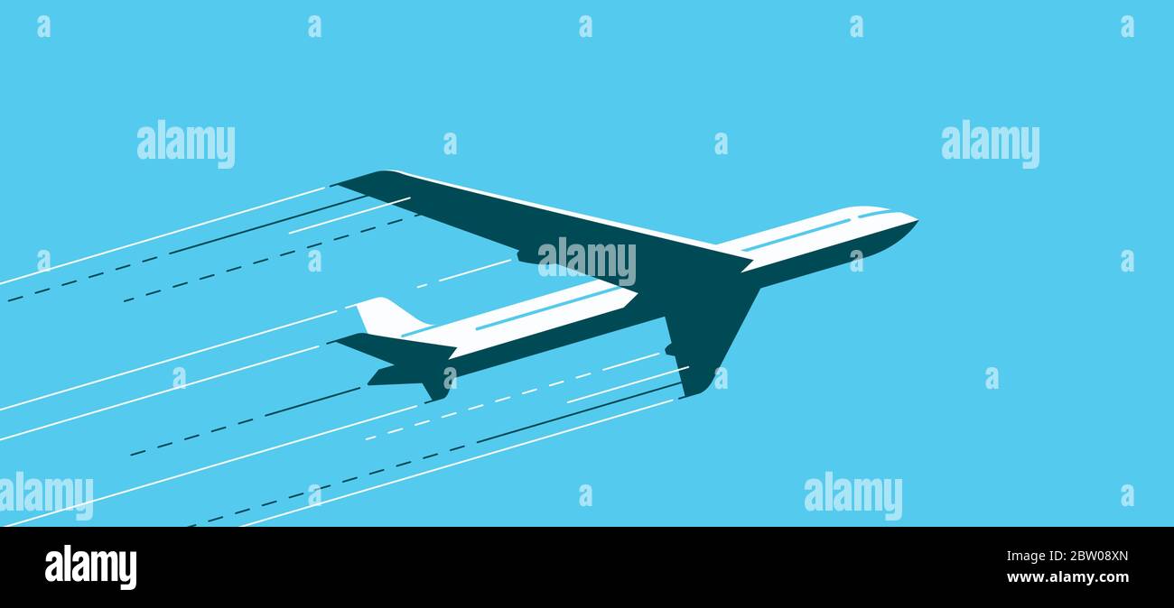 Fliegendes Flugzeug. Illustration für Flugverkehr, Fluglinie, Flugzeug-Vektor Stock Vektor