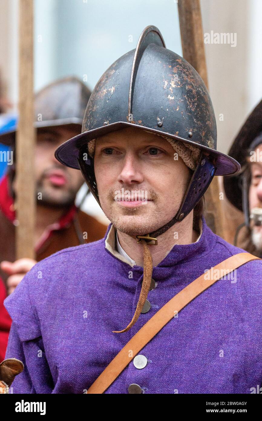 Reenactors bei der Schlacht von Nantwich am Heiligen Heiligen Tag Stockfoto