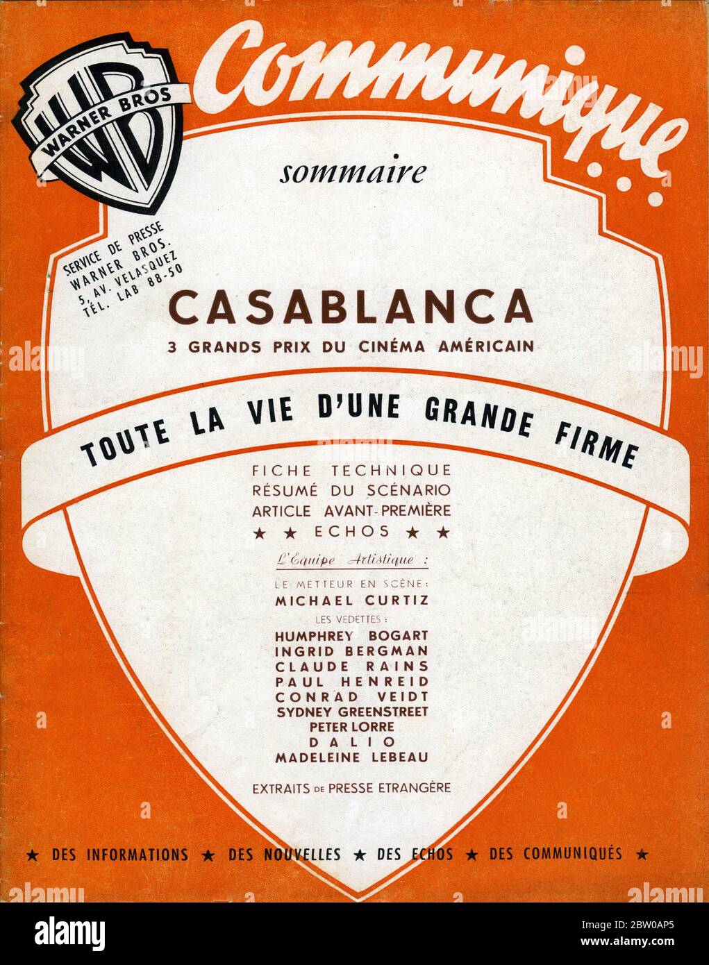 HUMPHREY BOGART und INGRID BERGMAN in CASABLANCA 1942 Regisseur MICHAEL CURTIZ Musik Max Steiner Warner Bros. Stockfoto