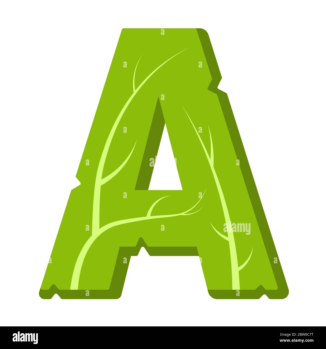 Buchstabe A, grüne Blätter Sommer Vektor-Alphabet. Das einfache Logo des Buchstabens EINE grüne Farbe. Isolierte Abbildung auf weißem Hintergrund. Stock Vektor