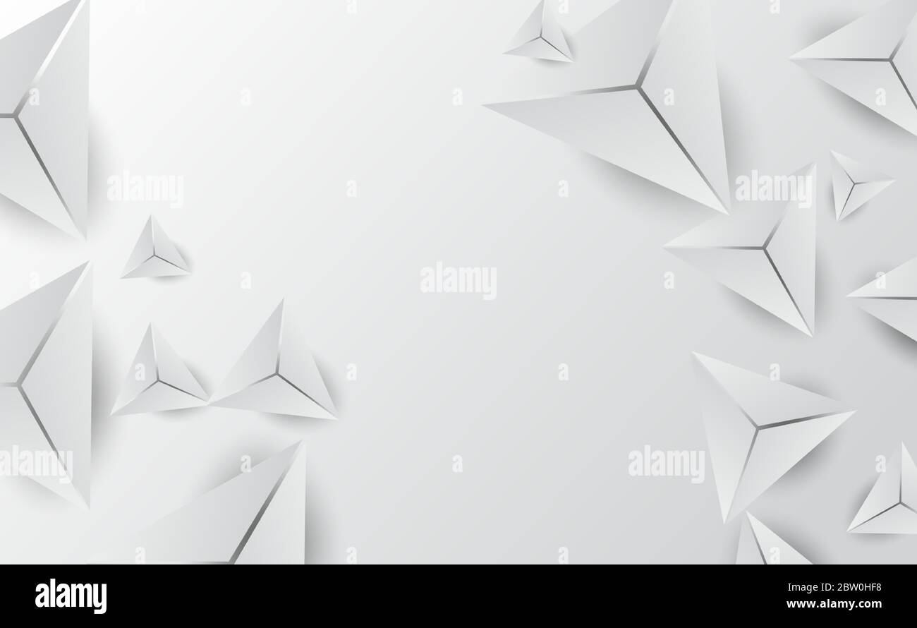 3D Abstract White Triangle Formen minimalen Hintergrund.Kreative digitale Grafik geometrische Polygon für Visitenkarte Ihren Text.Design Vorlage Layout mod Stock Vektor