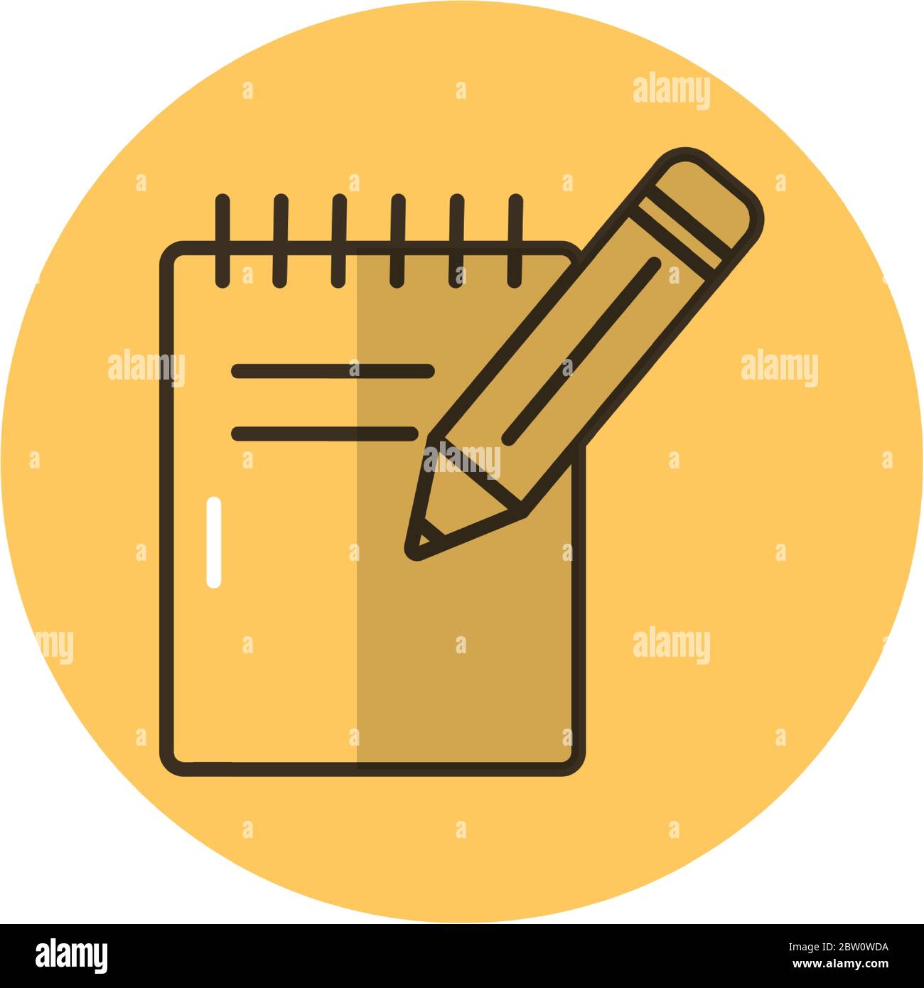 Bleistift Schule mit Notizblock Stil-Symbol Stock Vektor