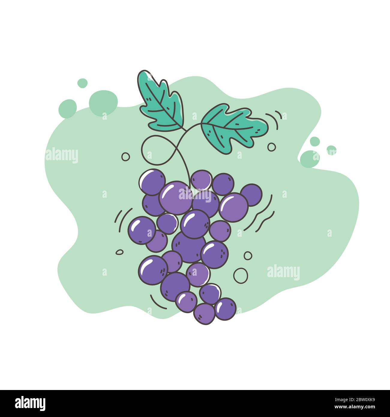 Gesunde Ernährung Ernährung Ernährung frisches Obst Trauben Symbol Vektor-Illustration Stock Vektor