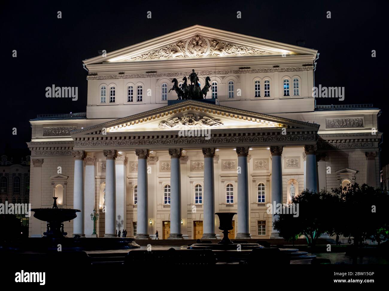 Das Bolschoi-Theater in Moskau, Heimat des weltberühmten Bolschoi-Balletts. Stockfoto