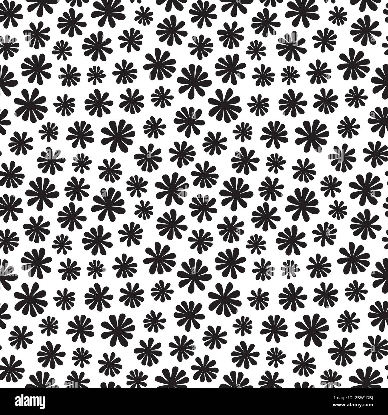 Abstraktes stilisiertes Blumenmuster in Schwarz und Weiß. Vektor geworfen nahtlose Wiederholung Hintergrund. Stock Vektor