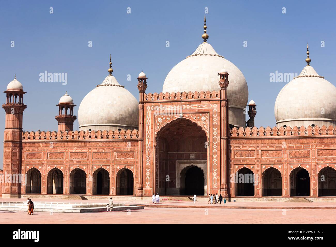 Hof der Badshahi Moschee, Lahore Fort, Lahore, Punjab Provinz, Pakistan, Südasien, Asien Stockfoto