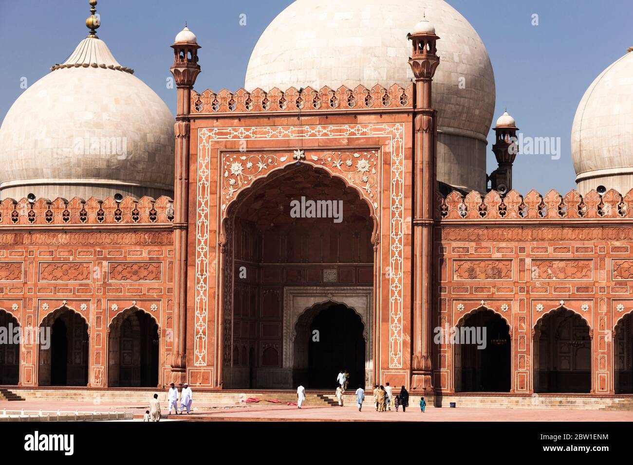 Hof der Badshahi Moschee, Lahore Fort, Lahore, Punjab Provinz, Pakistan, Südasien, Asien Stockfoto