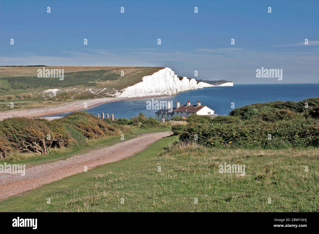 Küstenwache Hütten Cuckmere Haven Sussex Stockfoto