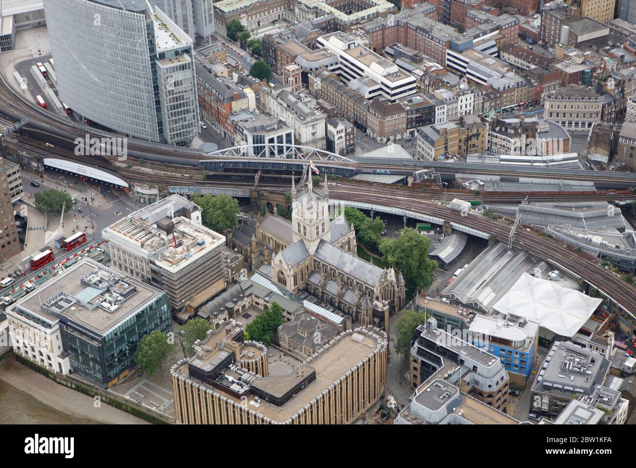 Luftaufnahme der Kathedrale von Southwark Stockfoto