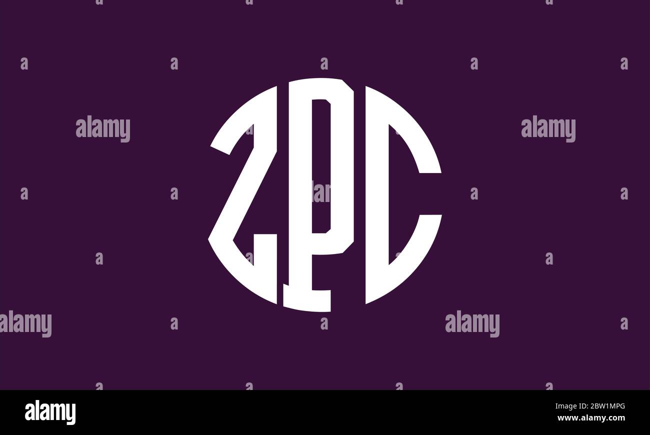 ZPC kreisförmige Emblem Alphabet Buchstaben Vektor Logo Vorlage Stock