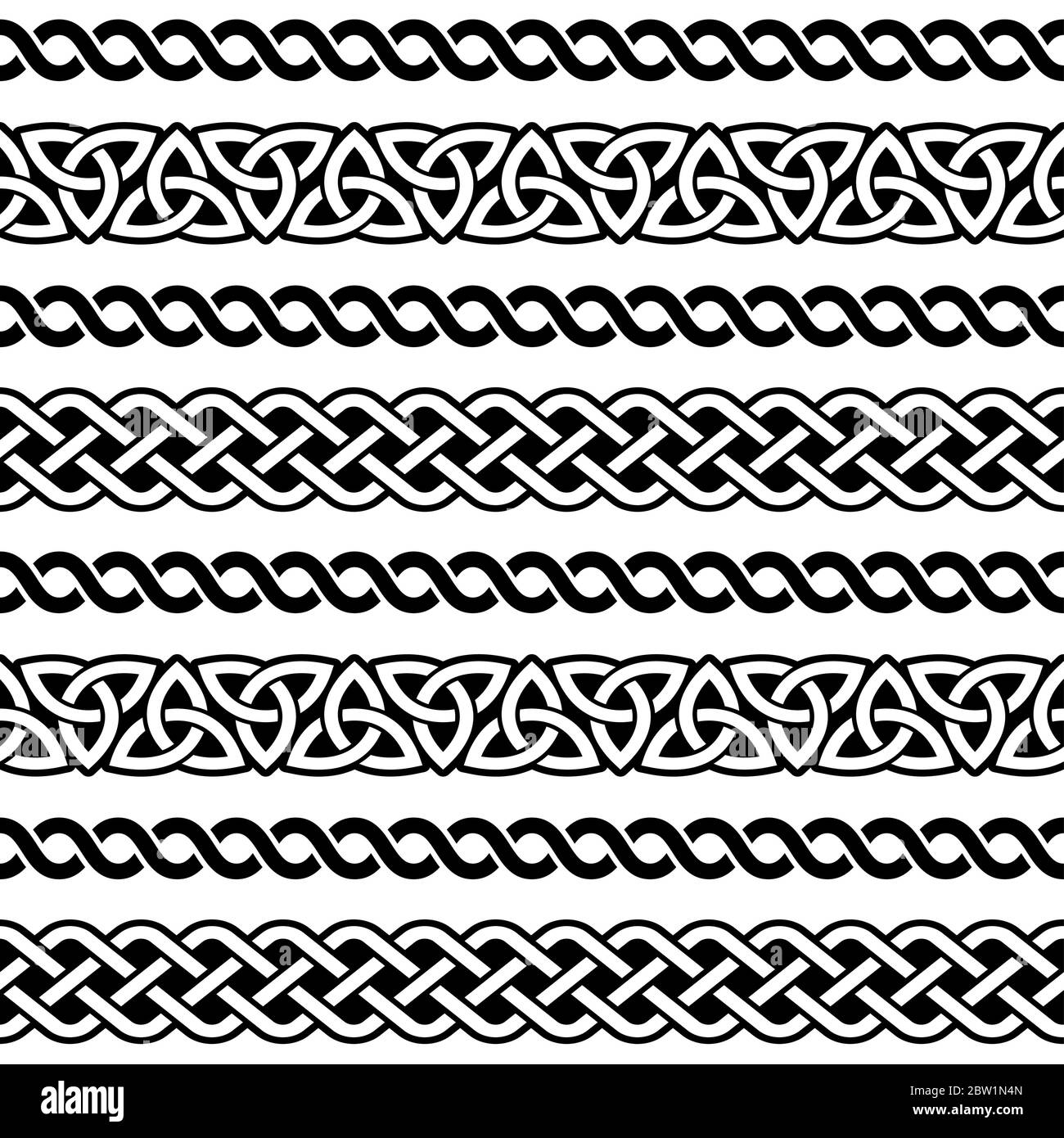 Irish Celtic nahtlose Vektor-Muster, geflochtene Rahmen Designs für Grußkarten, St. Patrick's Day Feier Stock Vektor