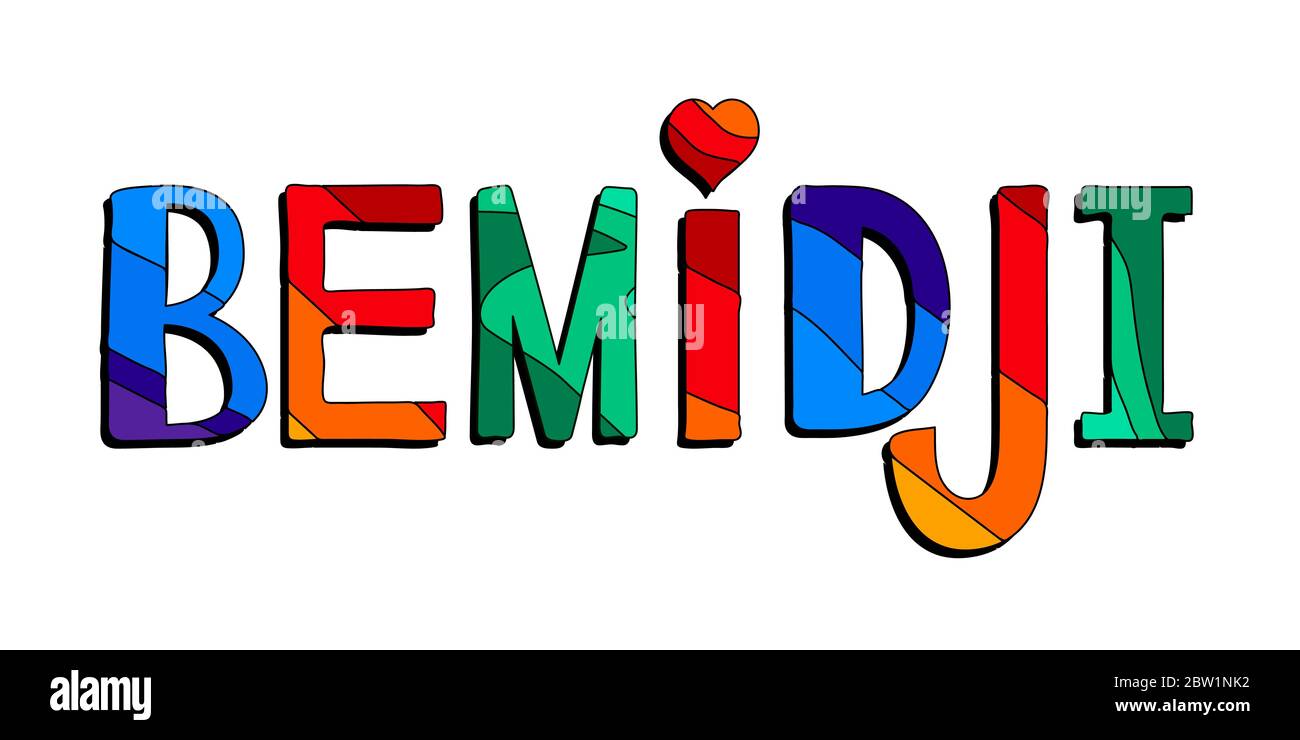 Bemidji bunte bunte bunte bunte lustige Cartoon isoliert Inschrift