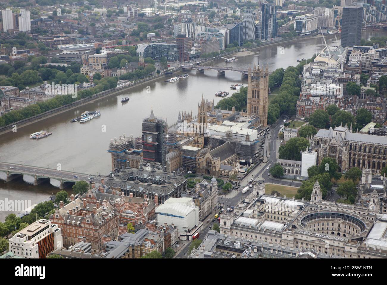 Luftaufnahme des Parlaments und Westminster, London, Großbritannien Stockfoto