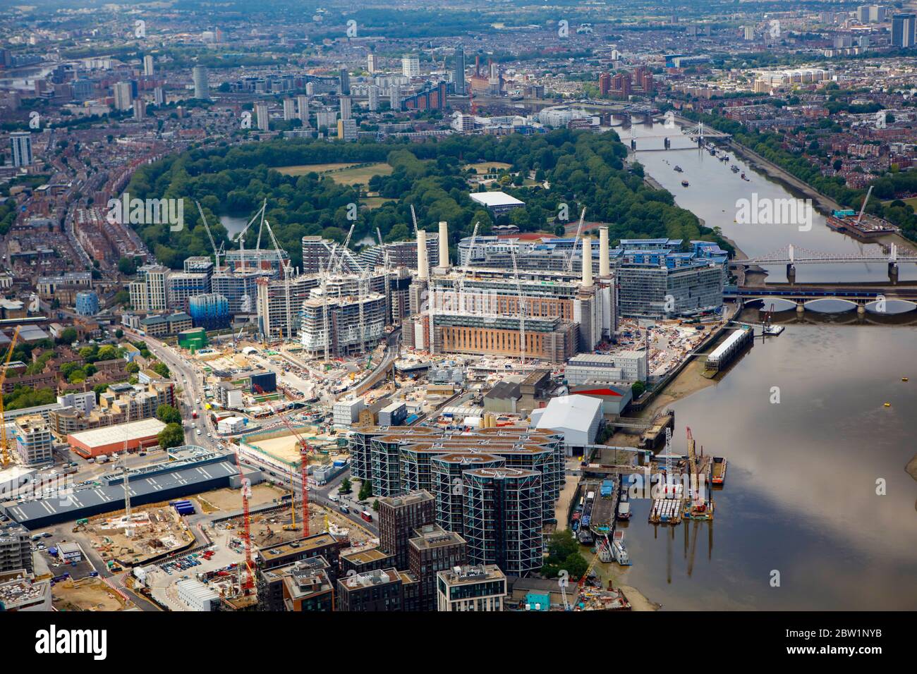 Luftaufnahme des im Bau stehenden Battersea Power Station, London, Großbritannien Stockfoto