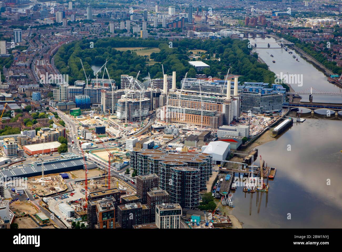 Luftaufnahme des im Bau stehenden Battersea Power Station, London, Großbritannien Stockfoto