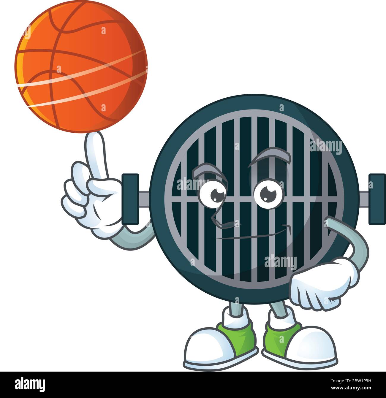 Ein sportliches Grill Maskottchen Design Stil Basketball spielen in der Liga. Vektorgrafik Stock Vektor