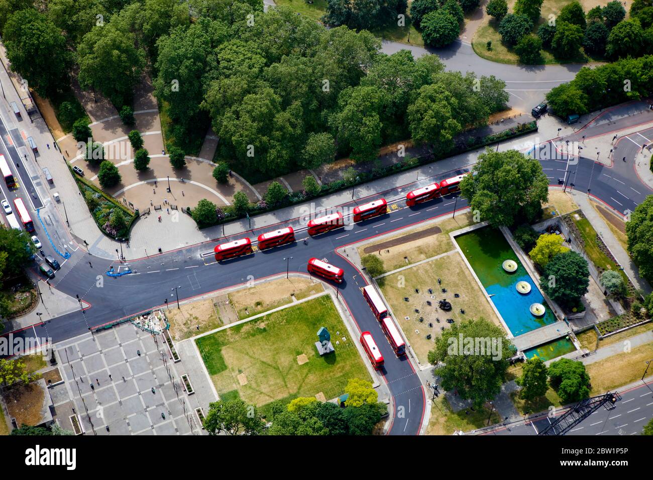 Luftaufnahme von Hyde Park Corner, London, Großbritannien Stockfoto