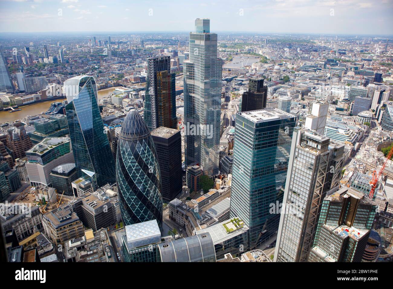 Luftaufnahme des Finanzdistrikts in London, Großbritannien Stockfoto