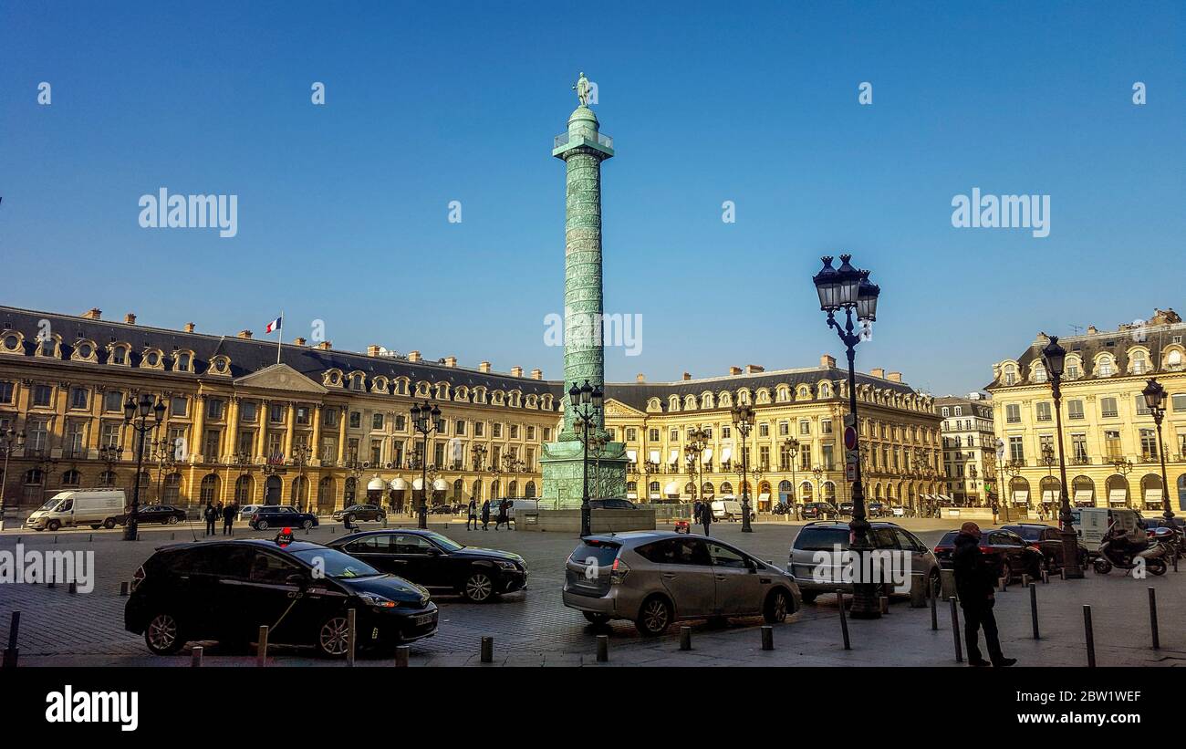 Vendome column, Place Vendome, Paris 1er arr, Frankreich Stockfoto