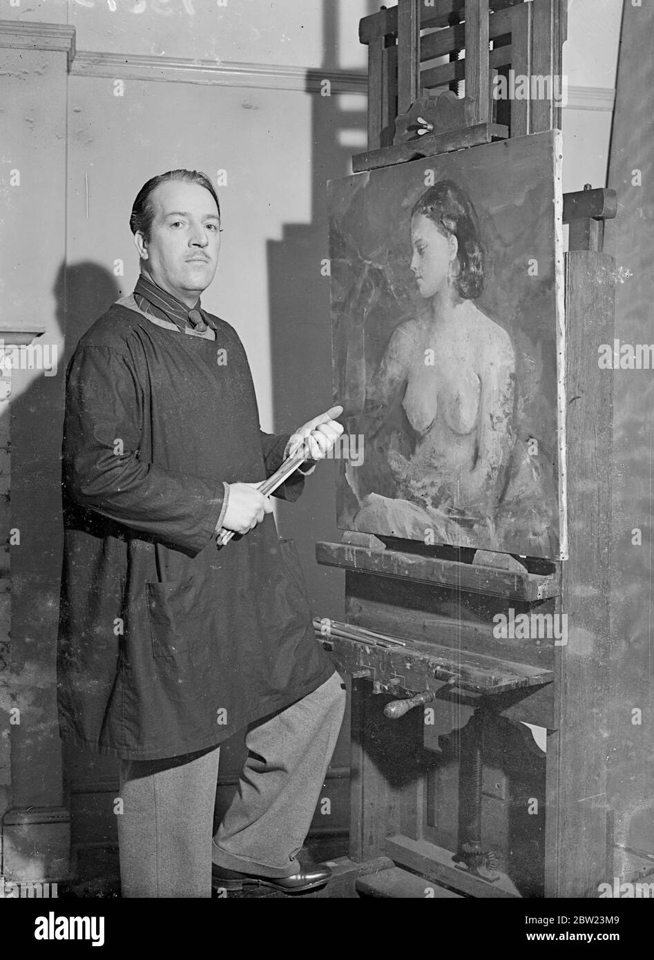 New Royal Academician malte Bank of England Wandmalereien. Alfred Kingsley Lawrence, der für die Wandmalereien in der neuen Bank of England verantwortlich ist, wurde zum Royal Academician gewählt. 16 Februar 1938 Stockfoto