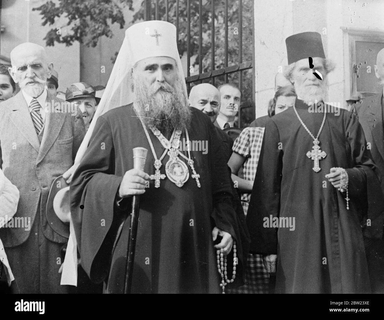Der Patriarch Varnava , Leiter der orthodoxen Kirche in Jugoslawien, ist in Belgrad schwer krank und es wird berichtet, dass die jugoslawische Regierung neue Vorkehrungen ergäbe, um Störungen zu fürchten, wenn der Patriarch stirbt. 23 Juli 1937. Stockfoto