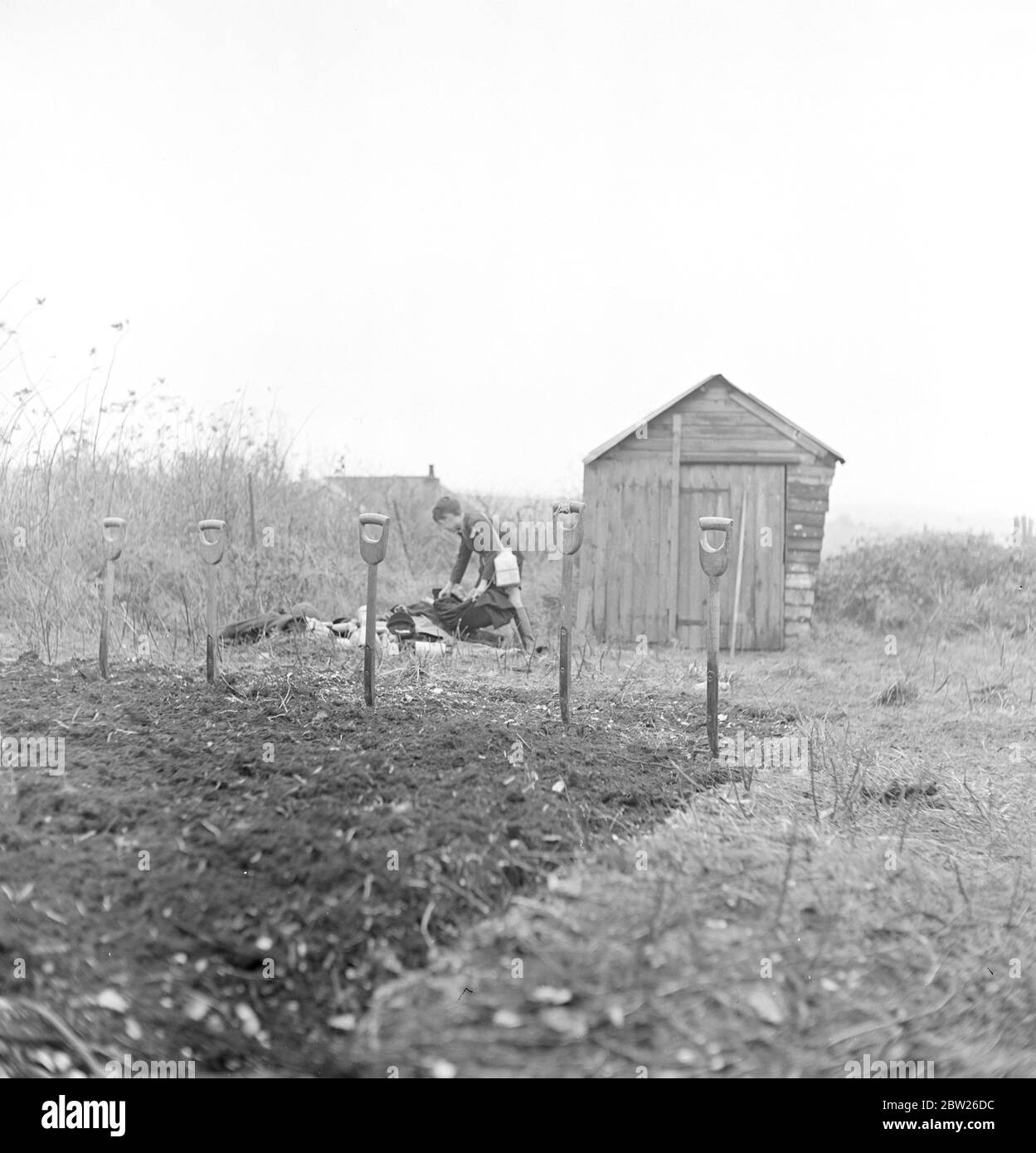 Cockney Kinder aus der Sydenham Road Gegend von Croydon wachsen in Bauern nach Evakuierung in die Woodingdean Gegend in der Nähe von Brighton. Stockfoto