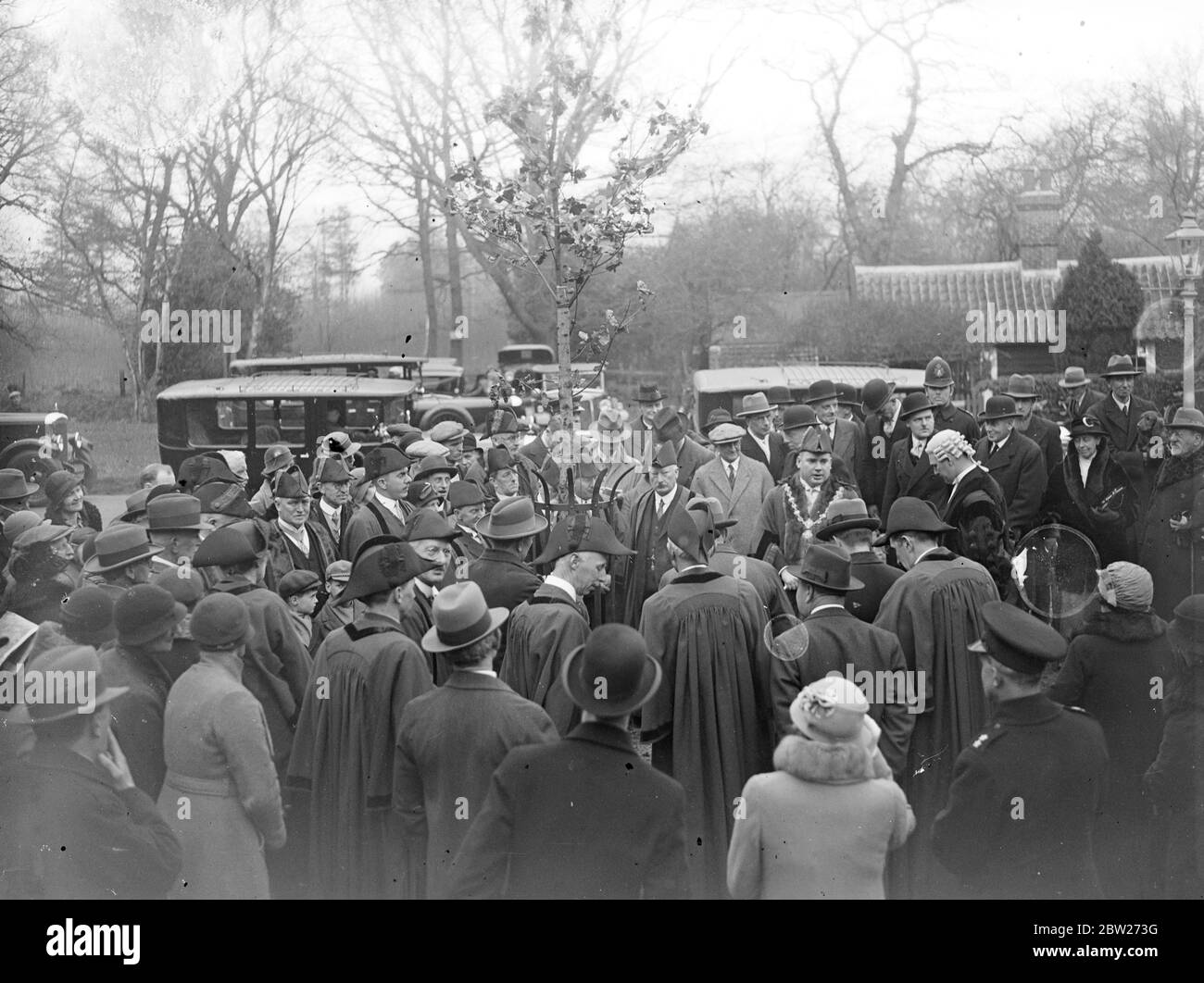 Bürgermeister Gibbs, der an der Zusammenlegung in Keston Hayes, Bromley, London, teilnahm. 1933 Stockfoto