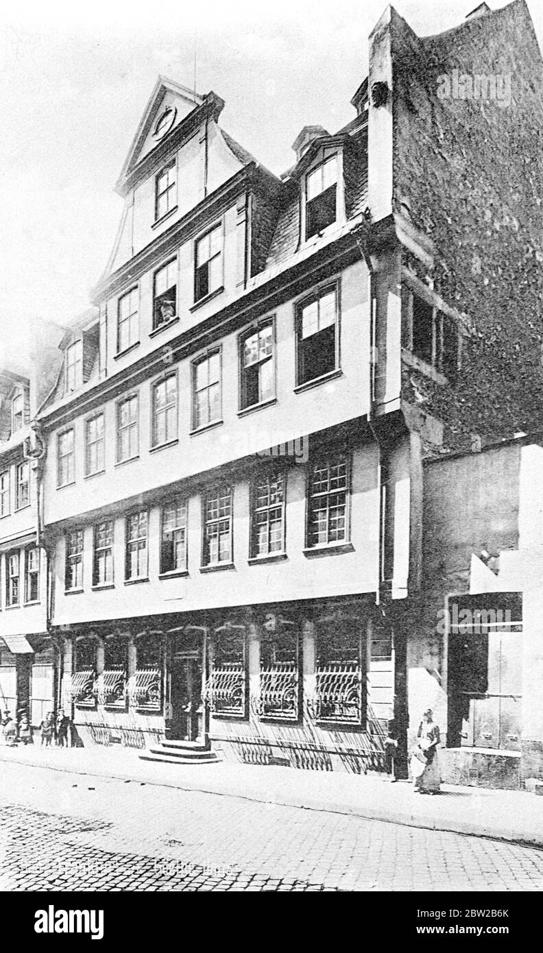 Goethes Geburtsort. Das Haus, hauptsächlich eine Holzkonstruktion, in Frankfurt am Main, in dem 1749 Geothe geboren wurde, droht einzustürzen. 12 Februar 1931 Stockfoto