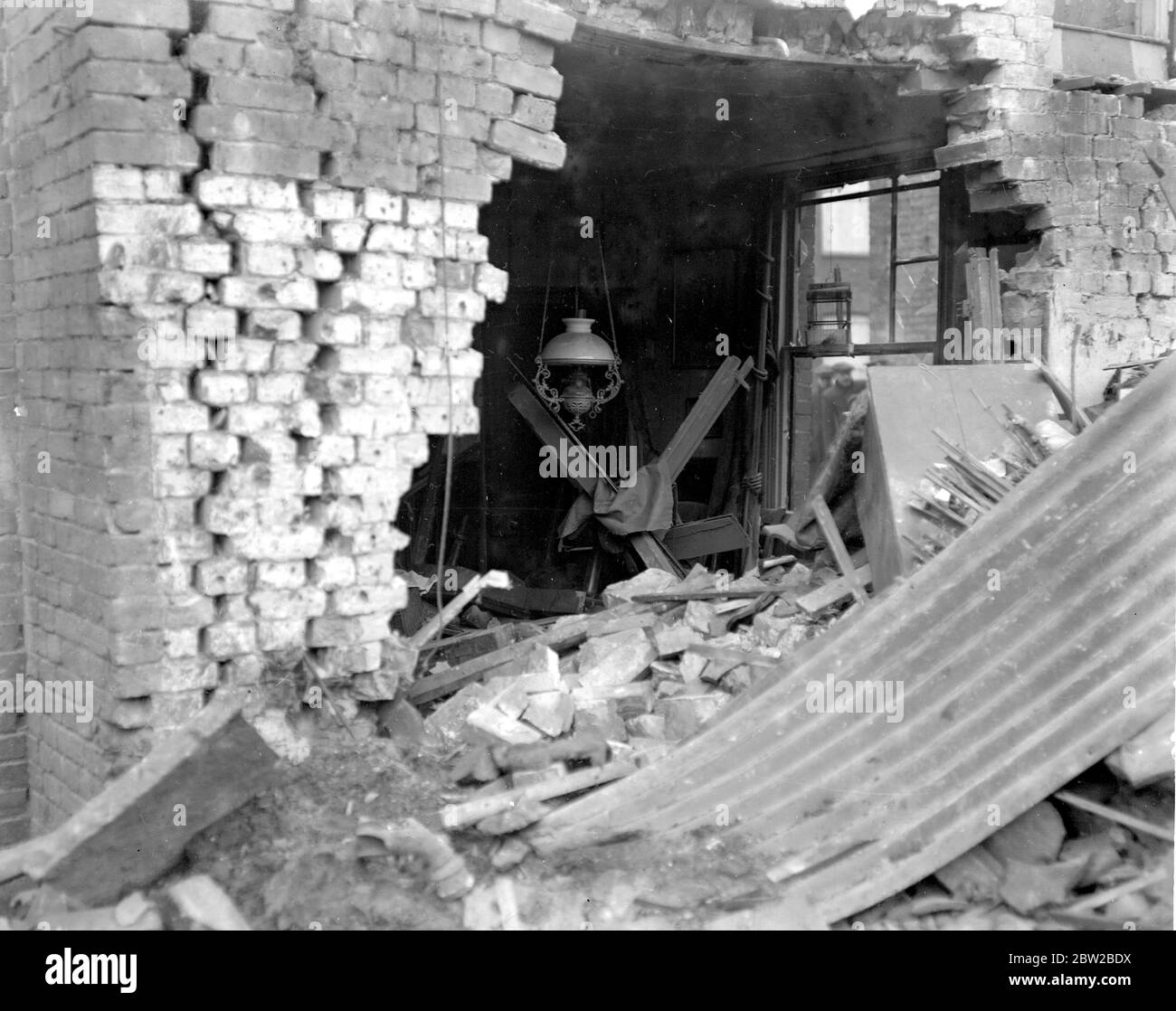 Kings Lynn Air Raid. Loch in einem Haus in Bentinch St. 1914-1918 Stockfoto