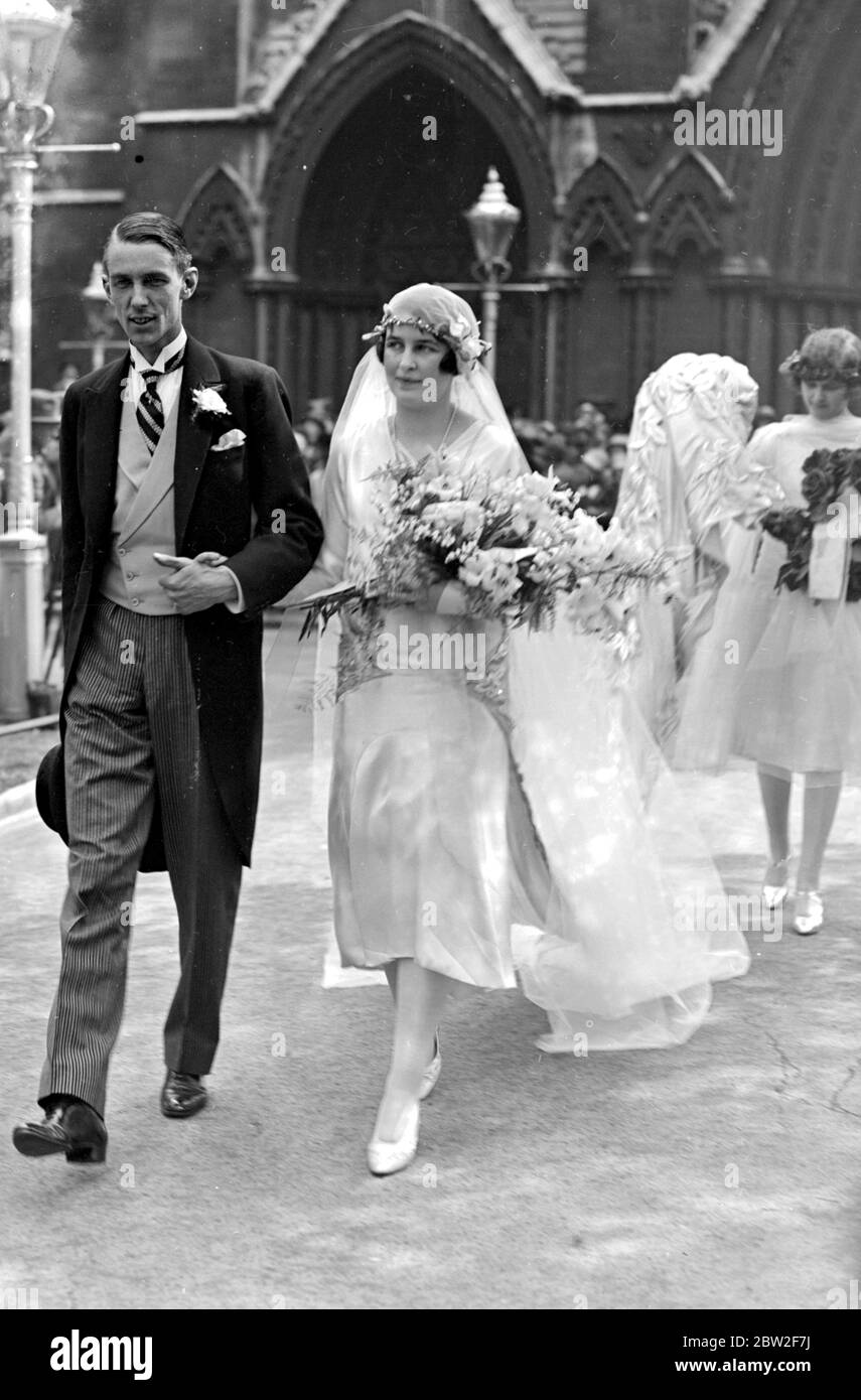Hochzeit von Edward Rice und Miss Marcella Duggan in St. Margaret's, Westminster, London. 18 Mai 1927 Stockfoto