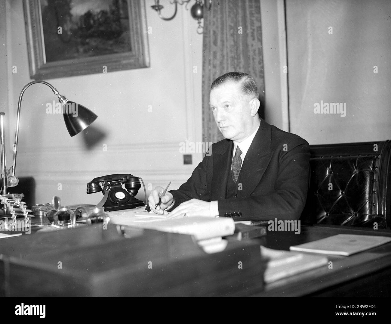 Sir Andrew Rae Duncan, Vorsitzender der British Iron and Steel Federation und Präsident des Board of Trade. Januar 1940 Stockfoto