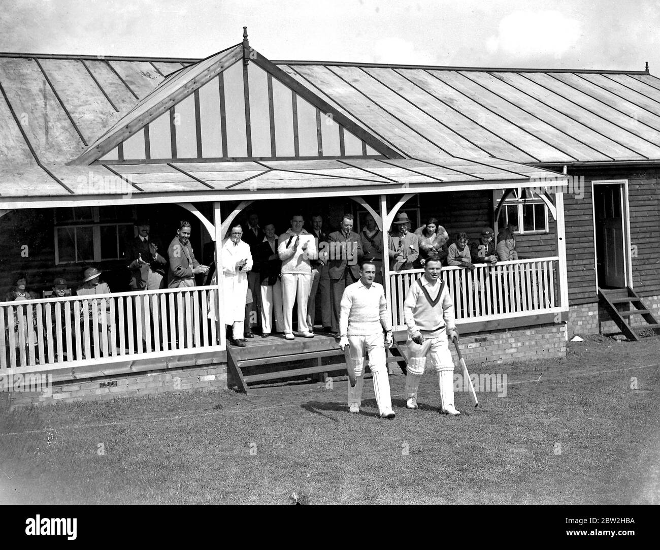 Cricket-Spiel im Petts Wood Club, Kent. 1934 Stockfoto