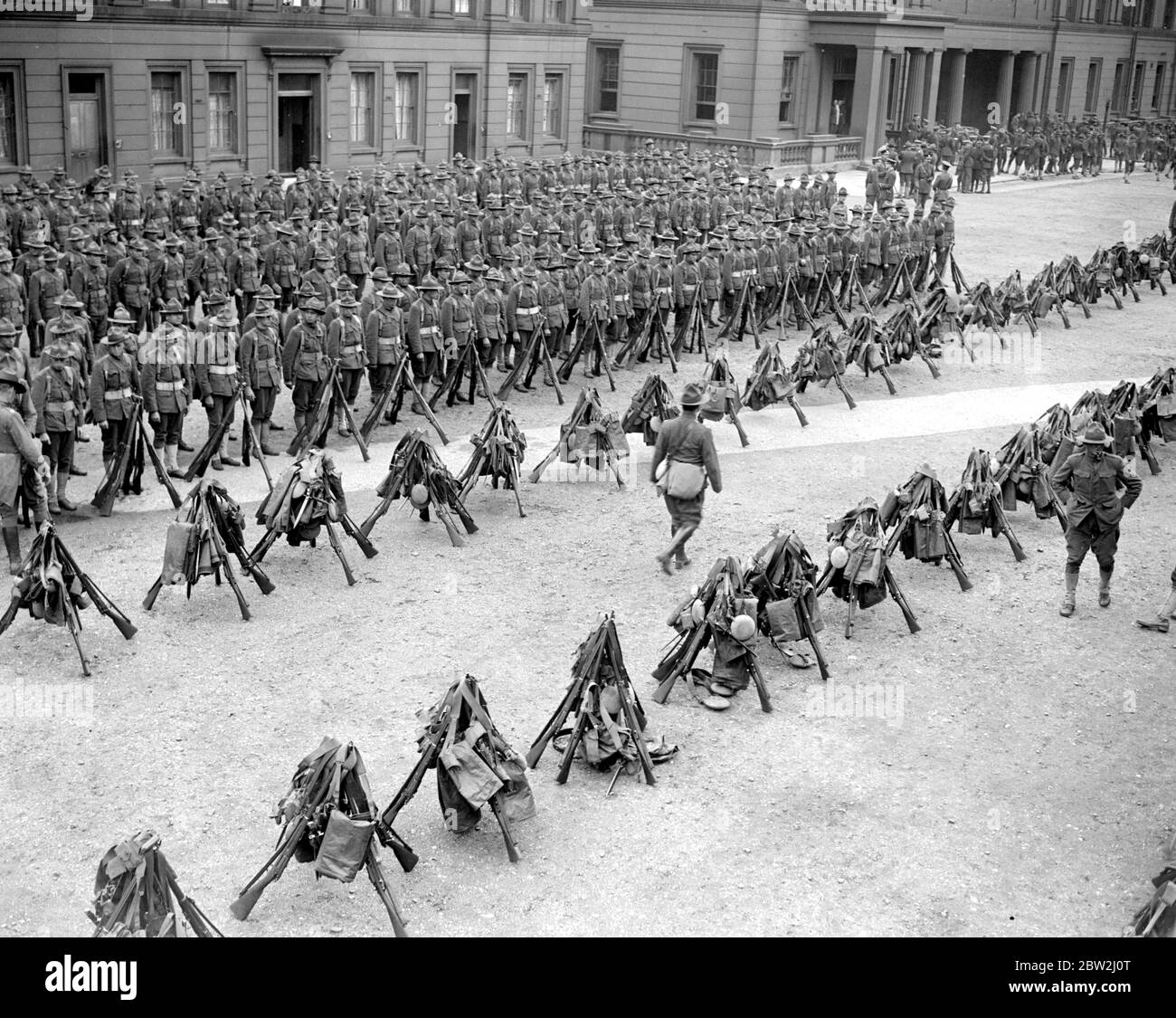 Amerikanische Truppen in London. In Wellington Barracks, 15. August 1917 Stockfoto