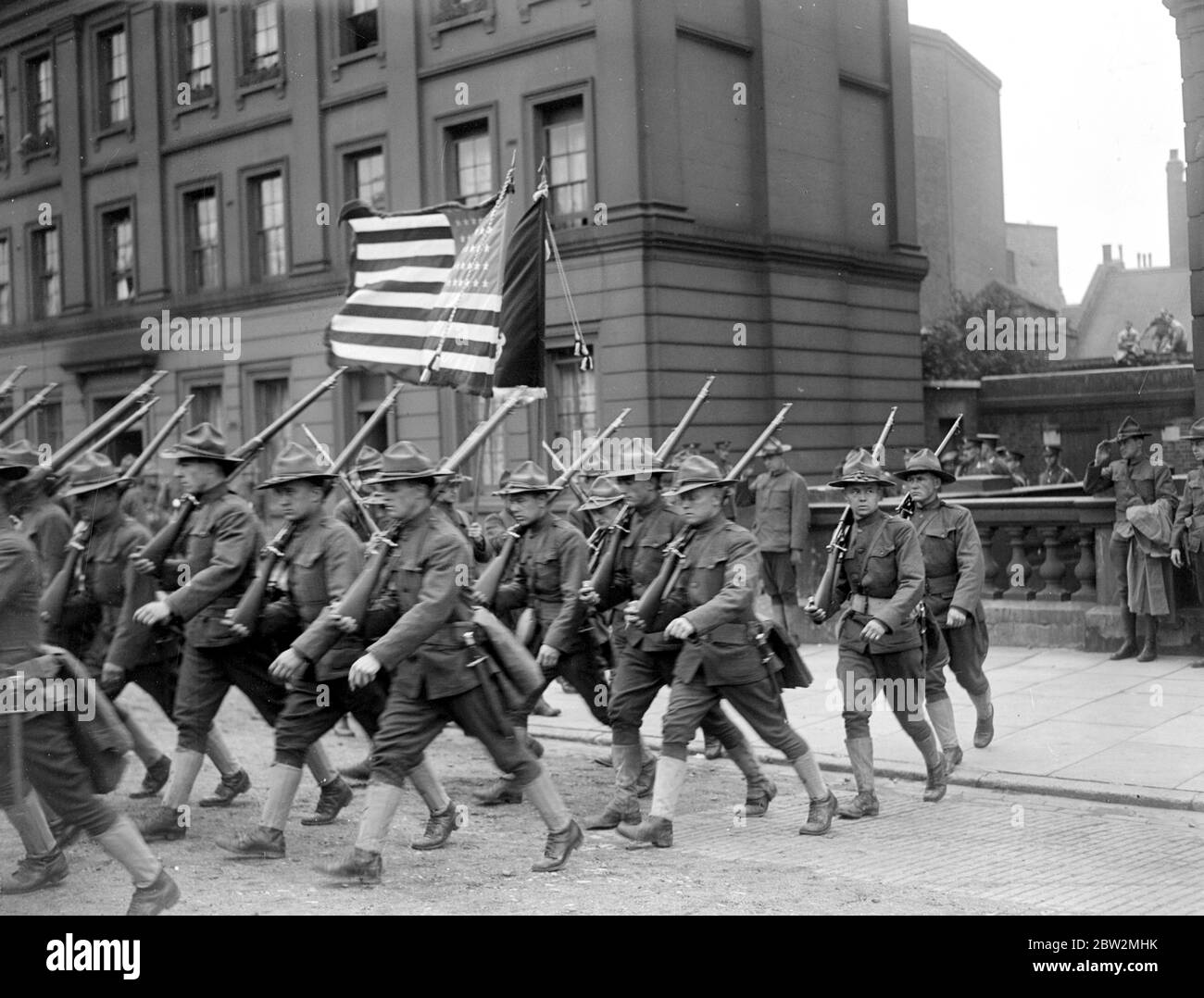 Amerikanische Truppen in London. In Wellington Barracks, 15. August 1917 Stockfoto