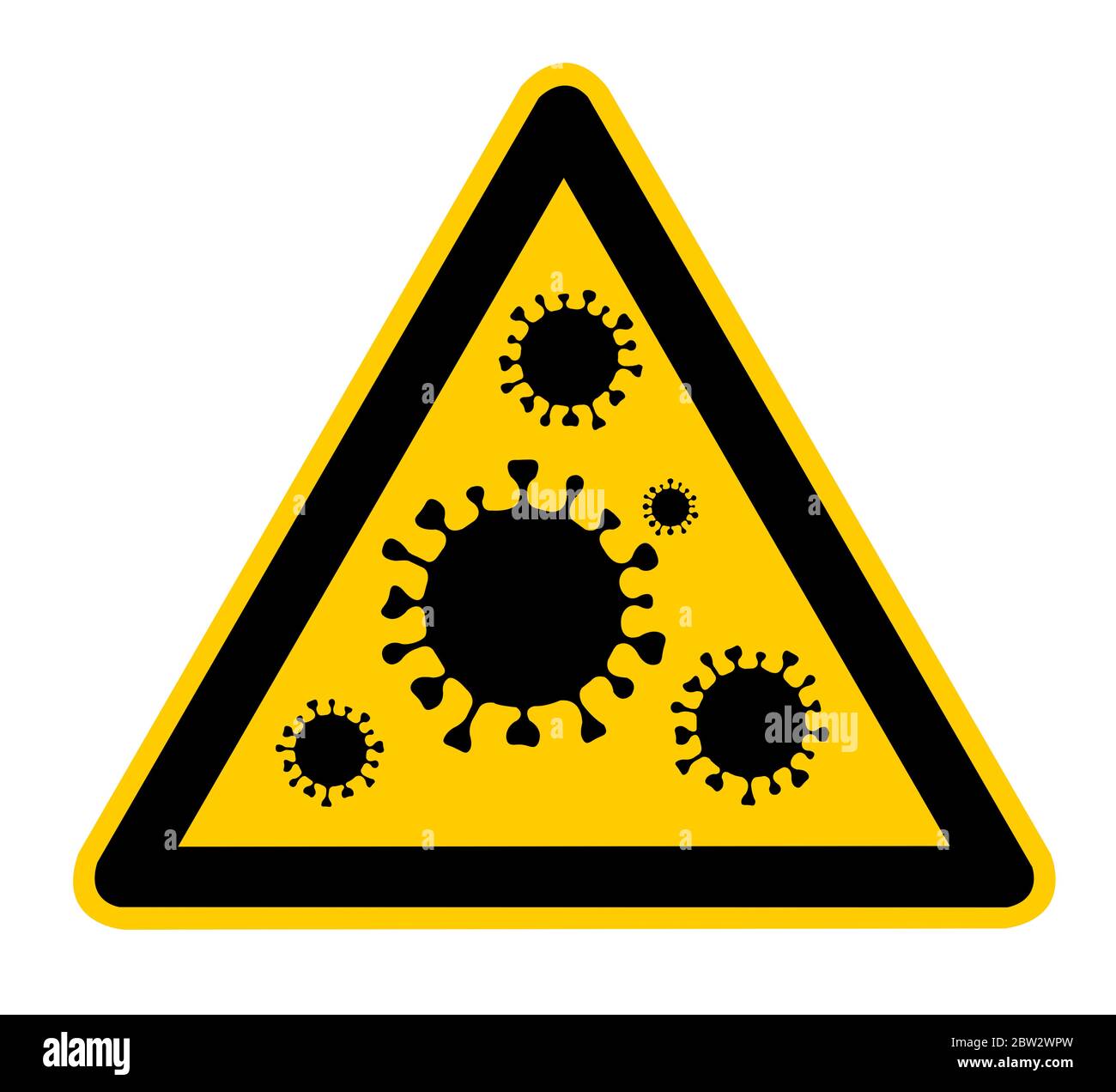 Ein dreieckiges Warnschild für Coronavirus Stockfoto