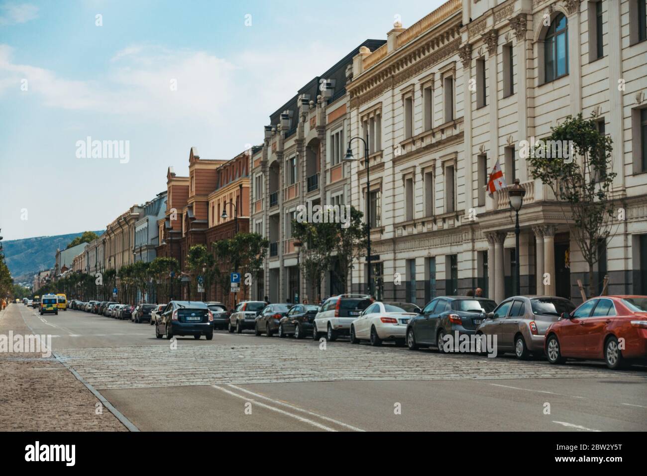 Historische Gebäude auf Davit Aghmashenebeli Ave, Tblisi, Georgia Stockfoto