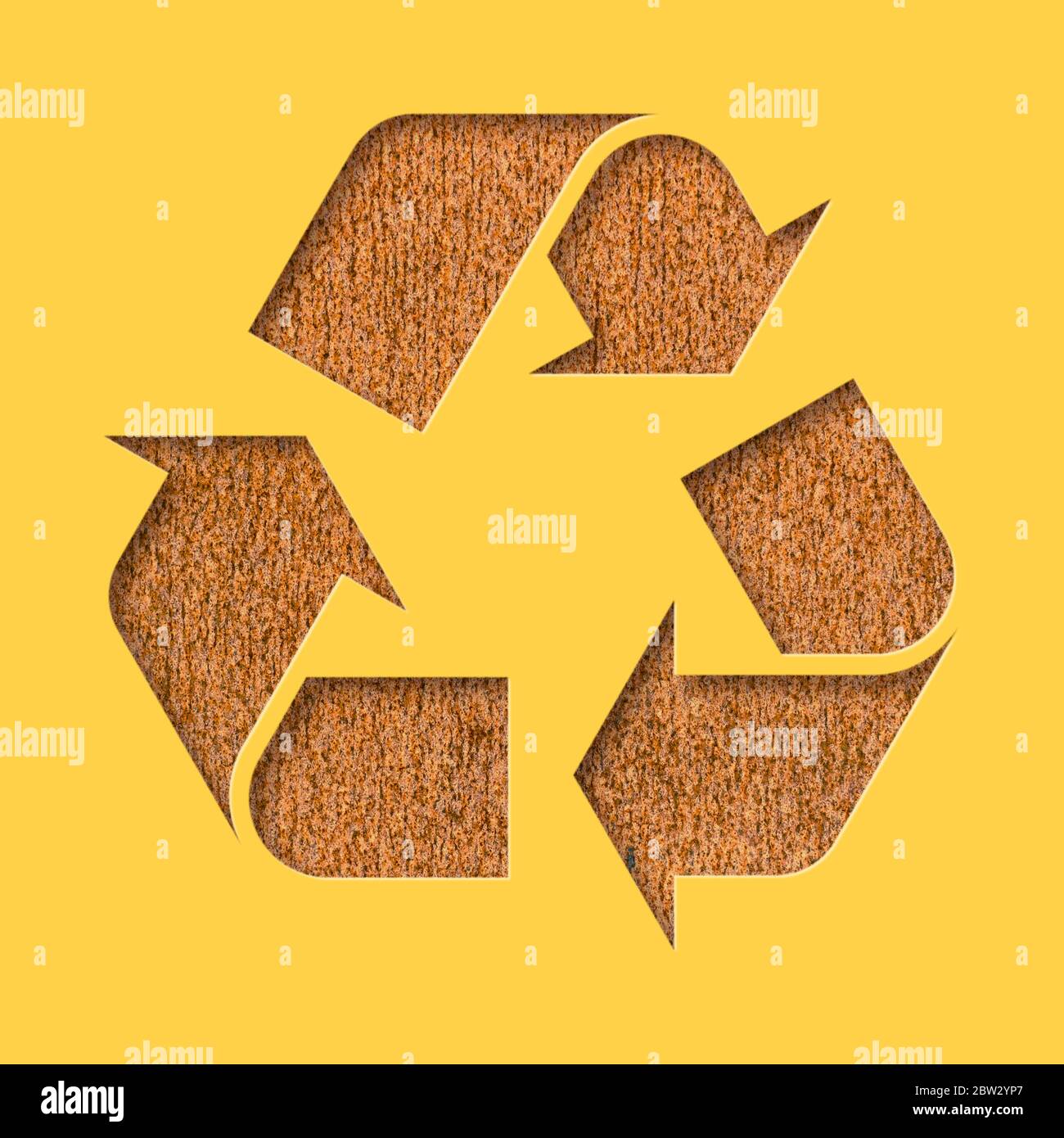 Recycling-Symbol aus rostfreiem Eisen Stockfoto