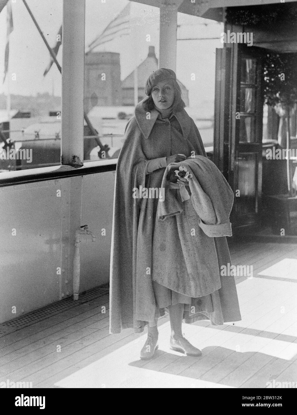 Greta Garbo bei der Ankunft in Schweden. August 1932 Stockfoto